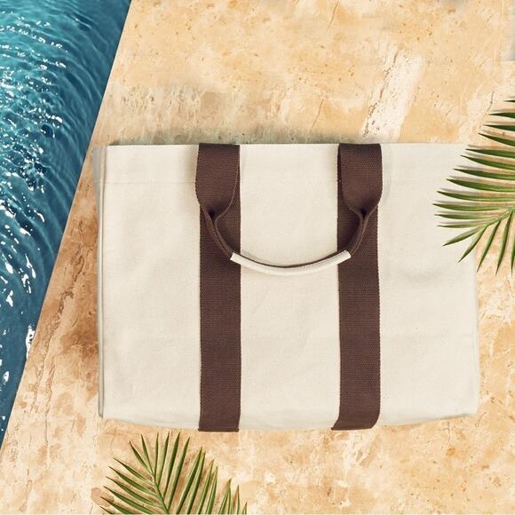 Le Bar Marché NWT La Plage Beach Tote Bag in Black & Cream Rachel Zoe Curateur - Picture 1 of 11